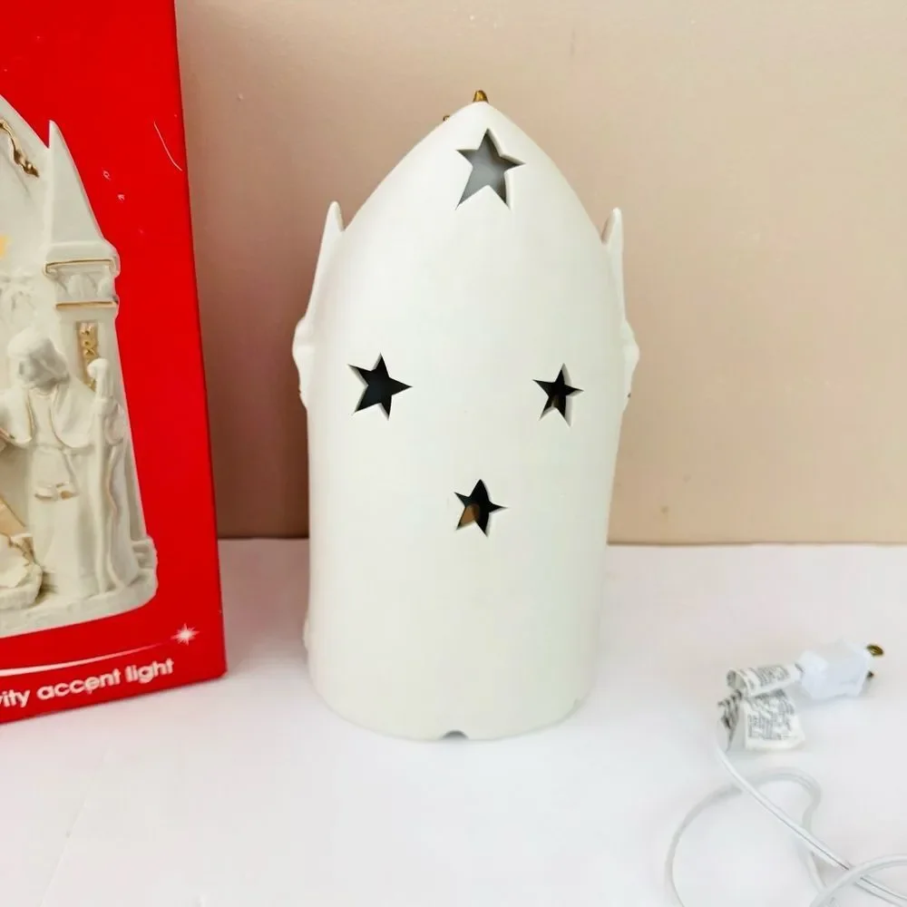 Porcelain Nativity With Gold Accents